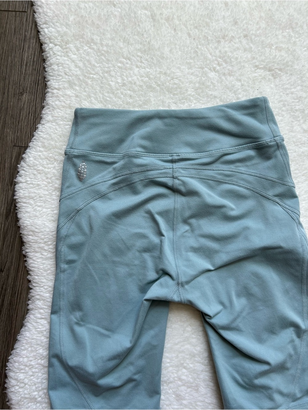 Free People High-Waist Teal Blue Bike Shorts - Picture 3 of 4